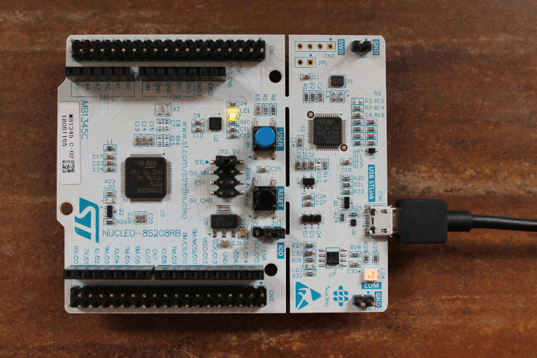 NUCLEO-8S208RB with Demo running